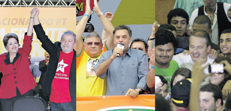 Dilma quer enterrar o movimento Volta Lula ; Aécio Neves acentua as críticas ao governo federal ; Eduardo Campos busca se diferenciar de Aécio | RIcardo Stuckert/ Instituto Lula ; Orlado Brito/Obritonews ; Domingos Peixoto/ agência o Globo
