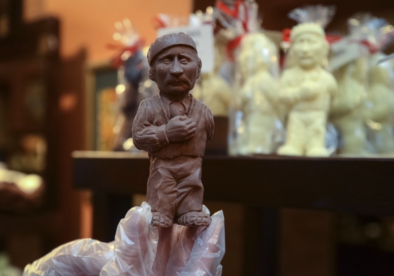Chocolate com formato do presidente russo Vladmir Putin | Roman Baluk/Reuters