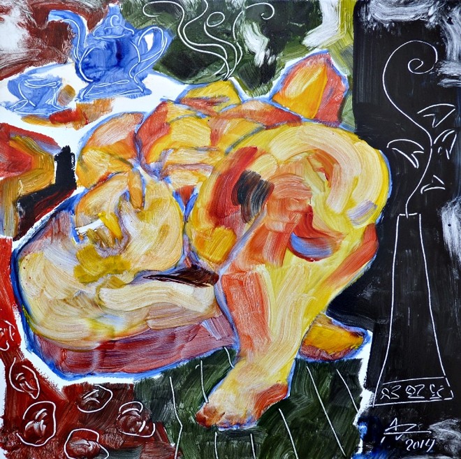 Azulejo da série de nus de Attila: forma e cor |