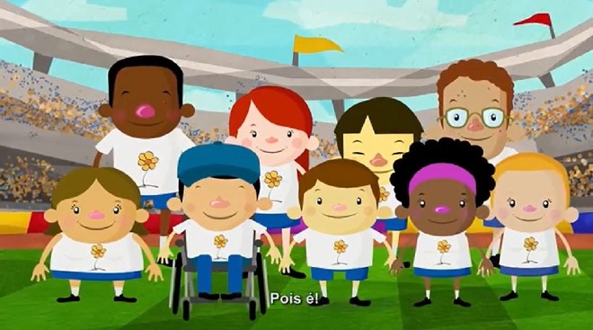 O futebol é usado como tema para alertar as crianças |