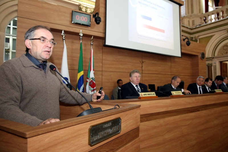 O secretário municipal Fábio Scatolin fez uma prestação de contas na Câmara de Curitiba | Andressa Katriny/CMC