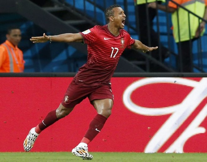 Nani comemora gol de POrtugal contra os EUA |