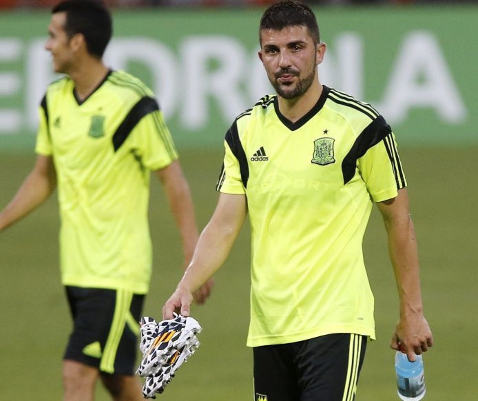 Villa durante preparação da seleção espanhola nos Estados Unidos. | Jonathan Ernst / Reuters