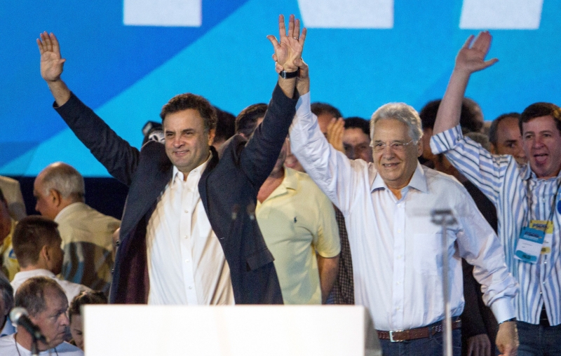 Aécio chegou à convenção junto com FHC: ex-presidente não será escondido na campanha | Carla Carniel/Frame/Folhapress