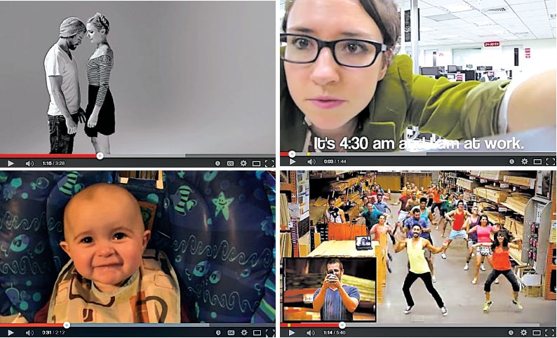 Frames de vídeos que se tornaram virais no YouTube; os conteúdos mais compartilhados são aqueles que mais apelam à emoção |