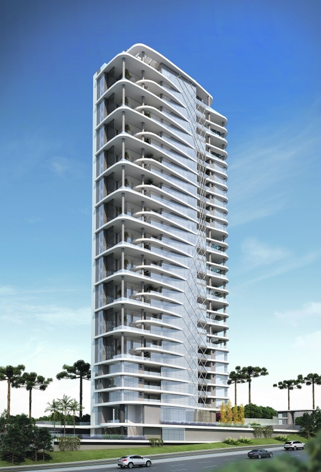 Projeto do empreendimento Mai Home, assinado por Schiavon, foi inspirado nas linhas orgânicas de Niemeyer |