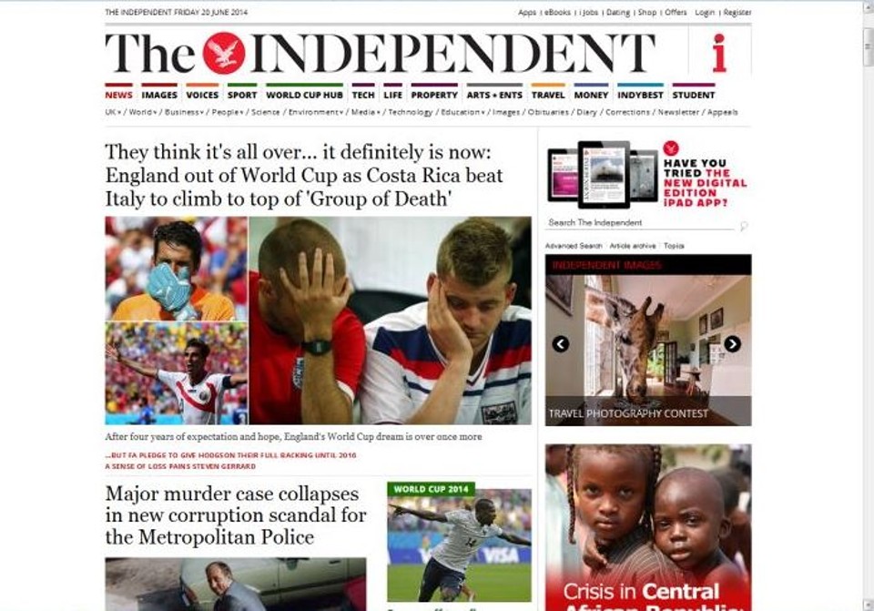 O site do jornalThe Independentlembra que o fracasso em competições internacionais não surpreende | Reprodução