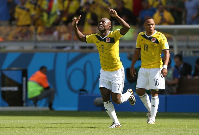 Pablo Armero marcou o primeiro da seleção da Colômbia neste Mundial |