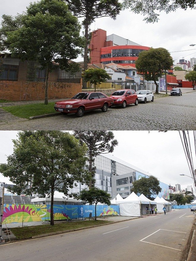 A rua Buenos Aires passou por obras no pavimento. Sem as casas desapropriadas, o estádio ficou com praticamente toda a face virada para a rua como acesso | 