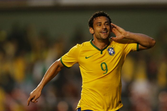 Fred comemora o gol da vitória do Brasil diante da Sérvia | Albari Rosa / Gazeta do Povo