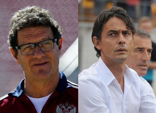 MilanEm 1995Fabio Capello preparava o Milan para vencer o quarto Campeonato Italiano sob seu comando. Título que teve como concorrente principal no primeiro turno o Parma, que acabava de trazer do Piacenza o jovem atacante Filippo Inzaghi.Em 2014Capello caiu com a Rússia na primeira fase da Copa, mas segue no comando até 2018. Embora tenha história no Milan, o clube segue na estratégia de apostar em ex-jogadores iniciando como técnico. Após Seedorf, agora é Inzaghi quem dirige o gigante italiano. | 