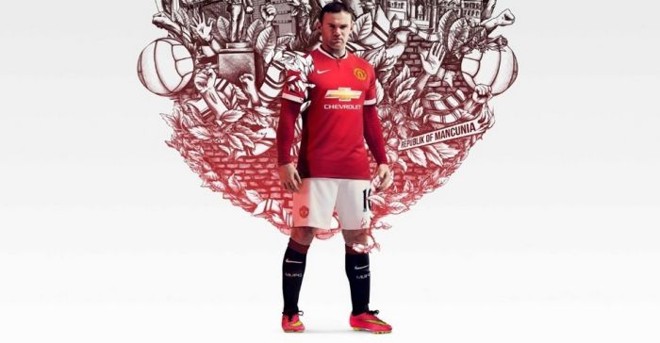 Rooney com a nova camisa do Manchester United: clube inglês trocará nos próximos meses a Nike pela Adidas como fornecedora | 