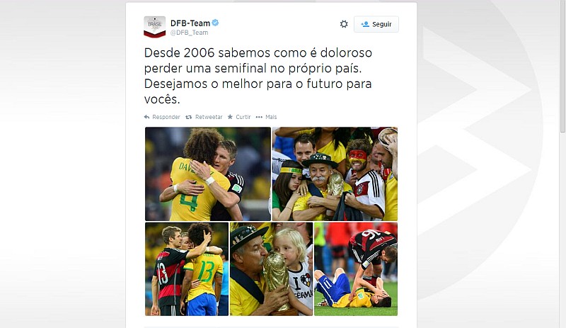 Conta da seleção alemã consolou a seleção brasileira | Reprodução / Twitter