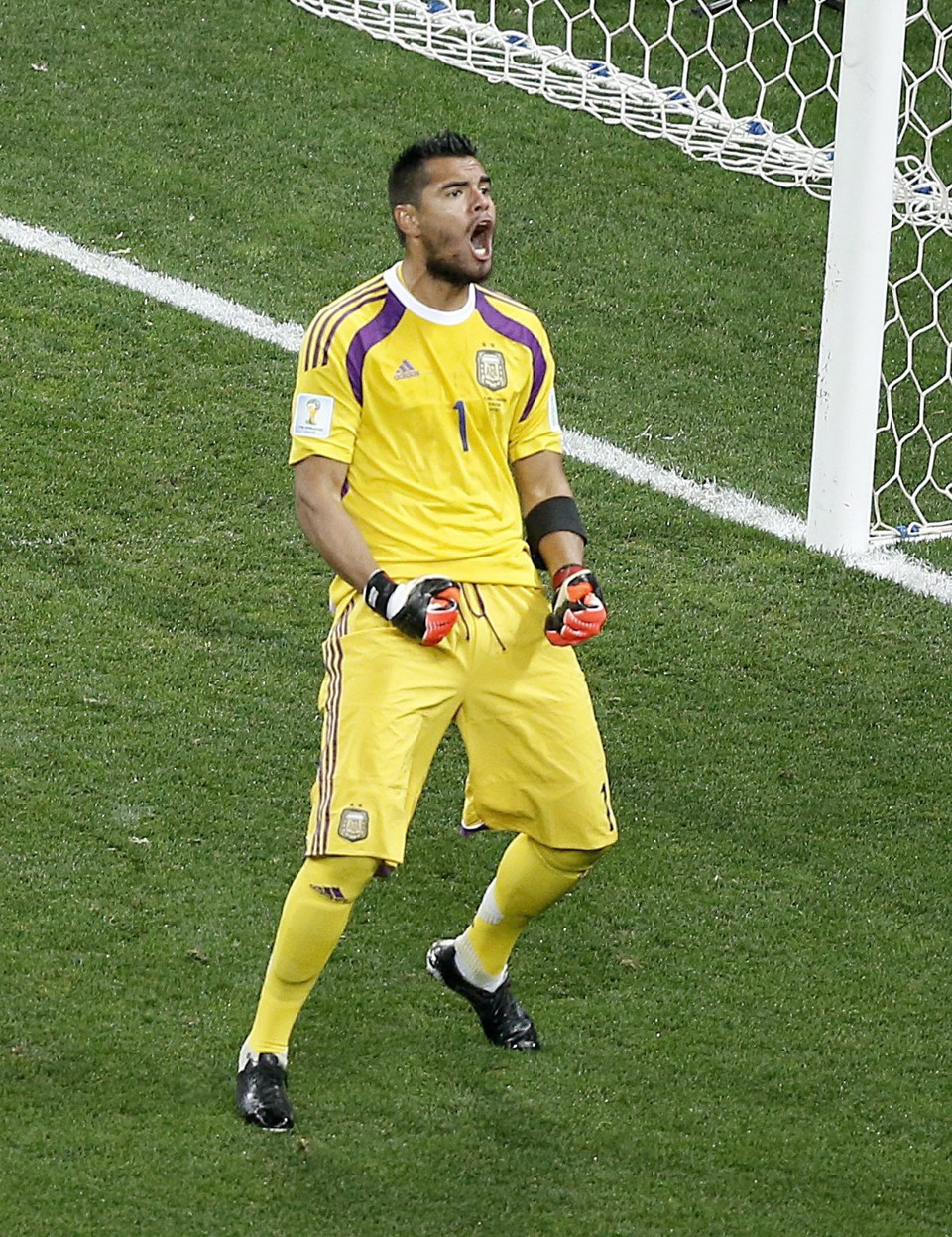 Romero comemora pênalti defendido contra a Holanda | TOLGA BOZOGLU/EFE