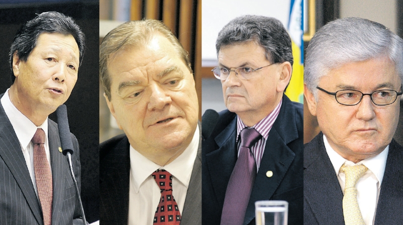 Nishimori diz que tem somente produtos agrícolas ; Quintana afirma que não tem dinheiro em casa ; Meyer diz que doações foram feitas em cheque ; Valdir Rossoni: R$ 350 mil doados em 2010 | Gustavo Lima/Camara dos Deputados ; Nani Gois/Alep ; Gustavo Lima/Camara dos Deputados ; Gazeta do P