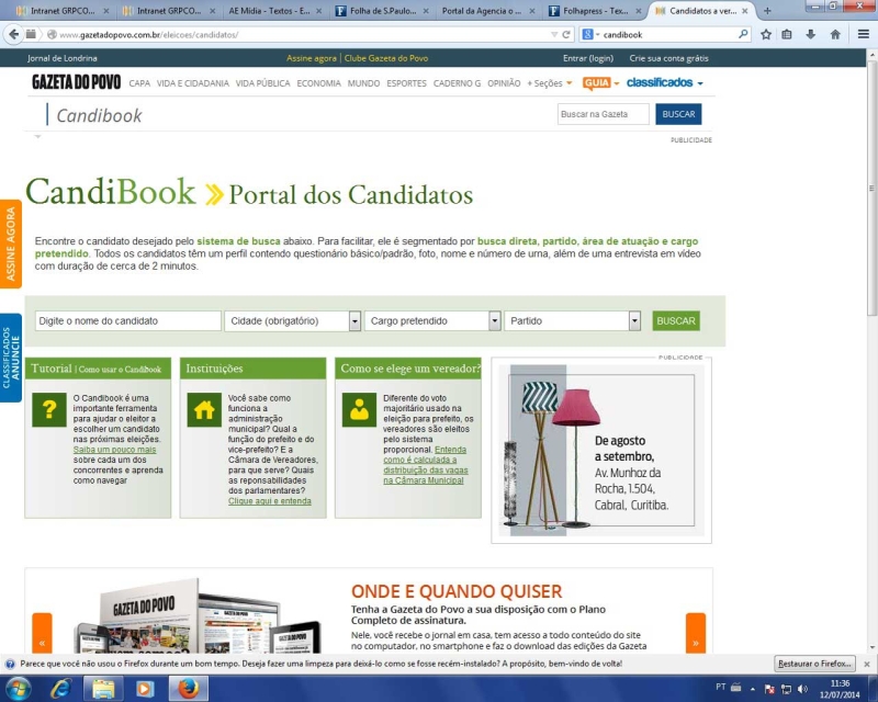 O portal, que já funcionou nas eleições de 2010 e 2012 (foto), vai servir como fonte de informação para os eleitores | Reprodução
