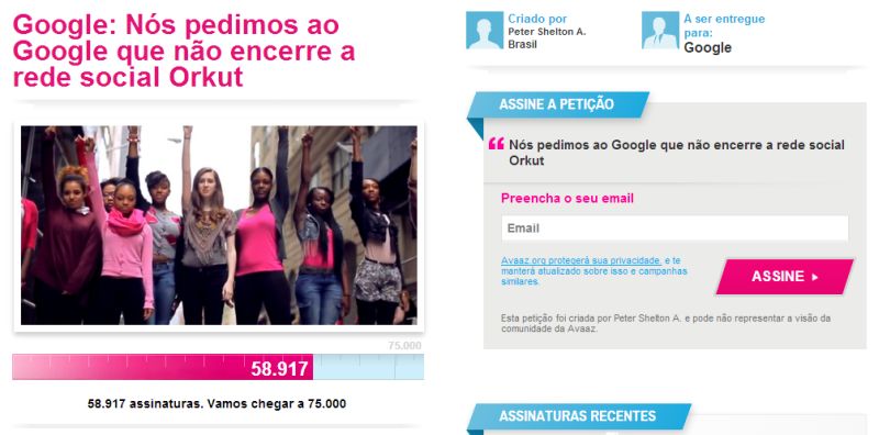 Petição defende manutenção do modelo de comunidades, um dos principais atrativos do Orkut | Reprodução.