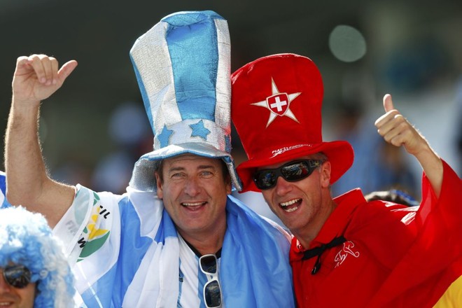 Torcida no jogo entre Argentina e Suíça |