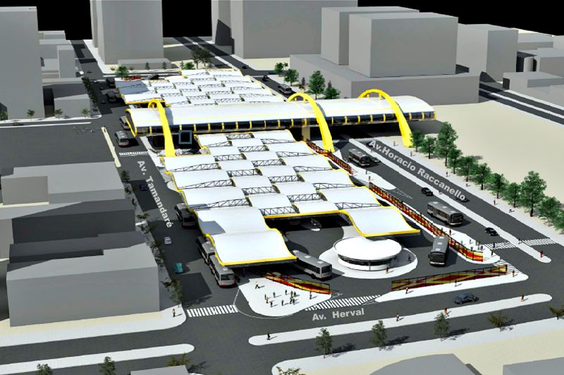 Perspectiva da estrutura que ocupará o quadrilátero central da cidade, numa integração com o Trem-Pé-Vermelho | Prefeitura Maringa/Divulgacao