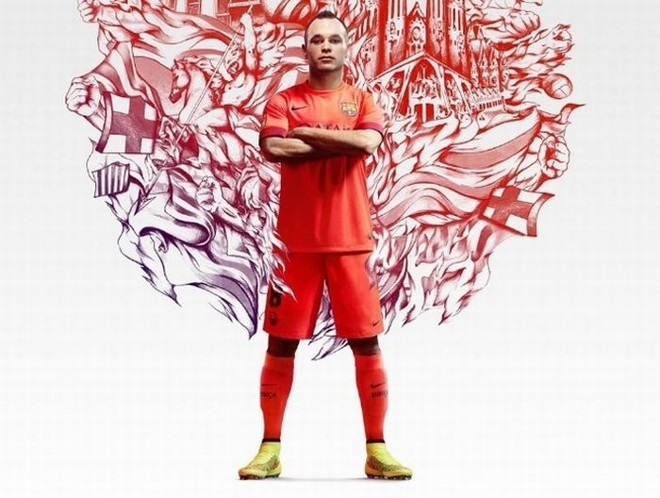 Iniesta na campanha do novo uniforme número 2 do Barcelona | 