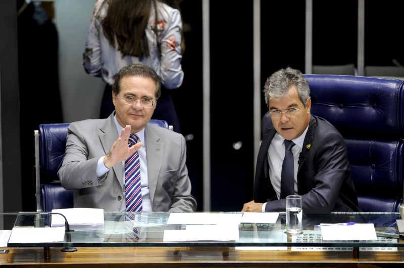 Renan Calheiros ao lado do vice-presidente Jorge Vianna | Pedro França/Agência Senado