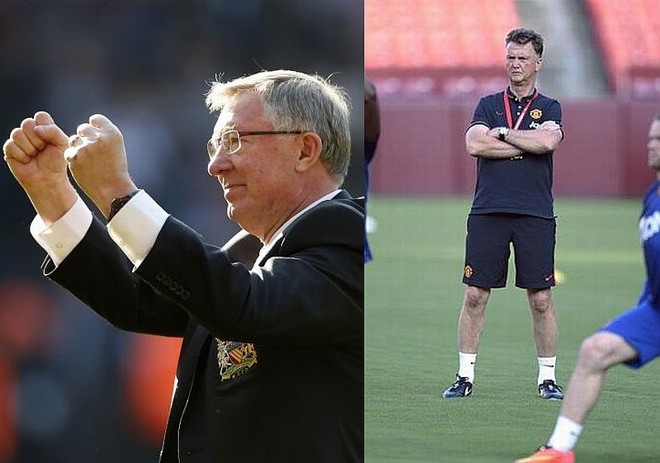 Manchester UnitedEm 1995Alex Ferguson emplacava a nona temporada a frente dos Diabos Vermelhos e caminhava para a conquista do terceiro título inglês com o clube. O mundo, porém, olhava mais atento ao trabalho do emergente Louis Van Gaal, que levava o Ajax aos títulos holandês, europeu e mundial.Em 2014Ferguson curte o segundo ano da aposentadoria. O Manchester, após uma aposta ruim em David Moyes, busca retomar a hegemonia inglesa com o consagrado Van Gaal, que levou a Holanda à terceira colocação na Copa. | 