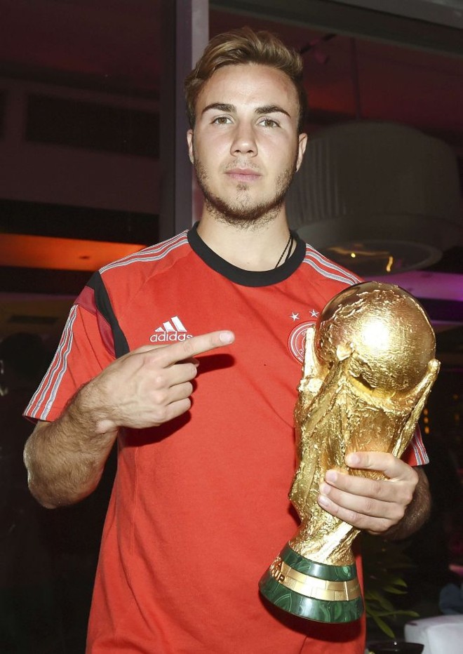 Mario Goetze, autor do gol do título, na festa da Alemanha no hotel no Rio | 