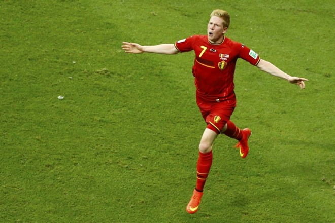 De Bruyne comemora gol sobre os Estados Unidos durante prorrogação |