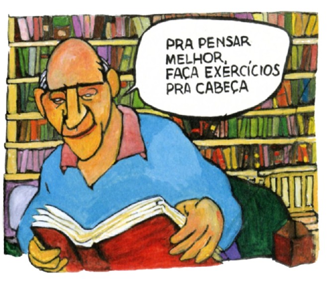 Por si mesmo: Millôr Fernandes também costumava se autorretratar em seus desenhos |