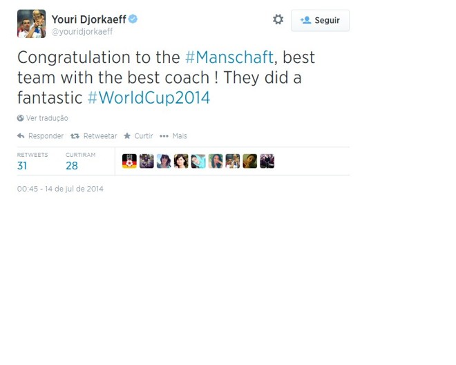 O ex-jogador francês Djorkaeff afirmou que o título alemão foi merecido por ter o melhor time e o melhor treinador |