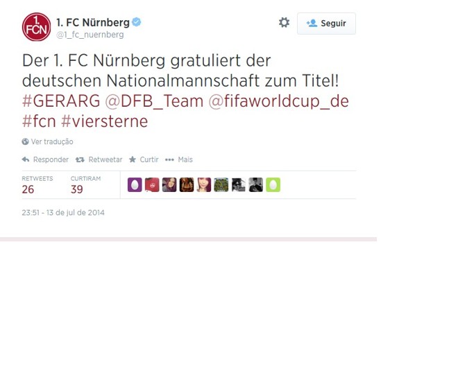 O Nuremberg parabenizou a seleção alemã |