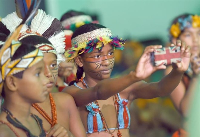 Índios pataxós na despedida da Alemanha em Santa Cruz Cabrália | 