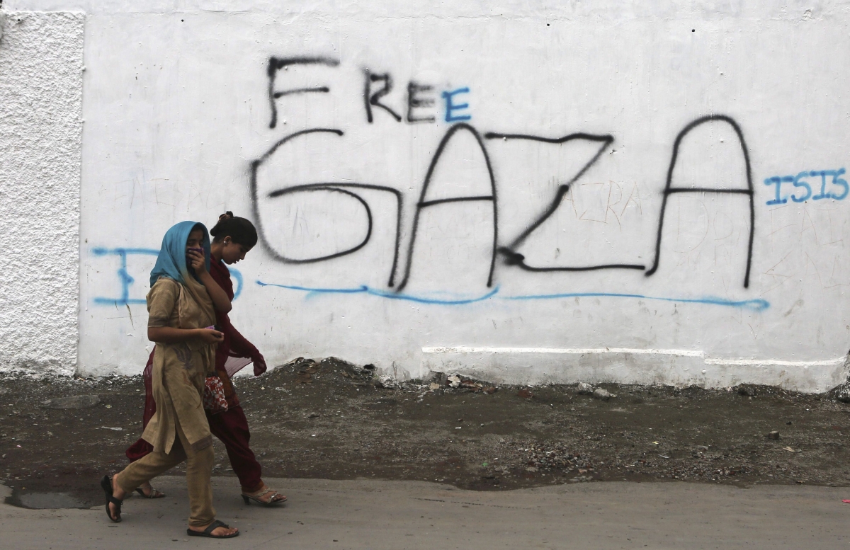 Pichação em Gaza protesta contra a intervenção militar israelense na região | EFE/Farooq Khan