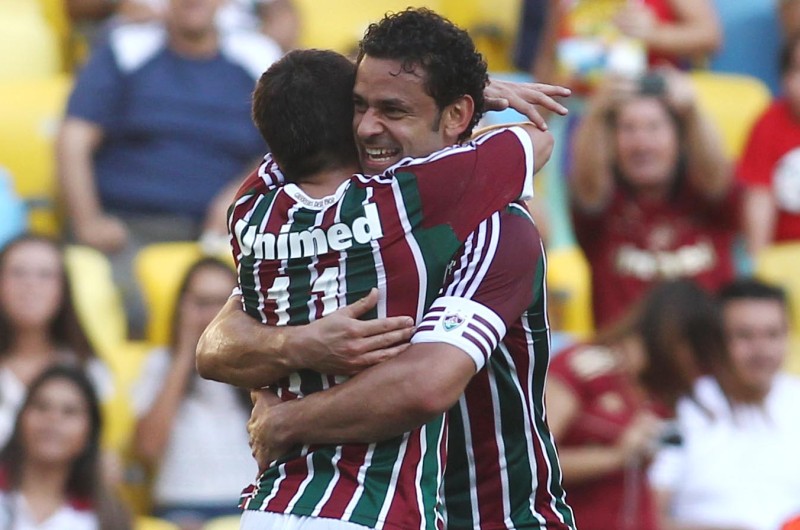 Fred e Conca comemoram um dos 4 gols do Fluminense na goleada sobre o Sport | Matheus Andrade / Photocamera