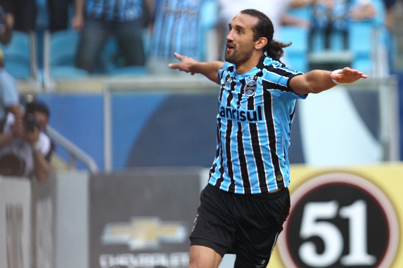Barcos anotou os dois gols do Grêmio na vitória sobre o Corinthians | Lucas Uebel / Divulgação Grêmio