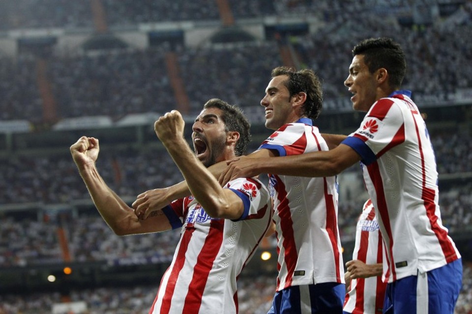 Raul García comemora gol de empate do Atlético de Madrid contra o Real Madrid | Juan Carlos Hidalgo / EFE
