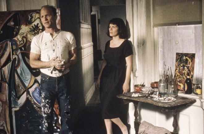 Pollock (Ed Harris) e Lee Kasner (Marcia Gay Harden): expressionismo abstrato |