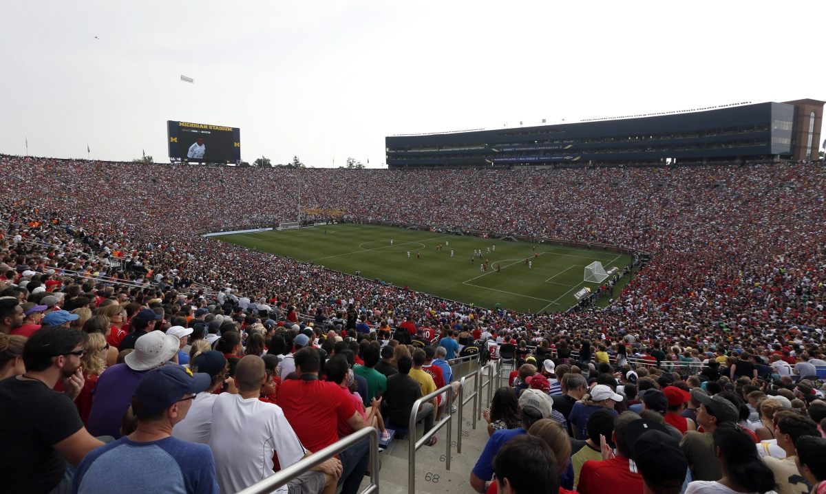 Manchester United e Real Madrid levaram 109 mil pessoas ao estádio da cidade de Ann Arbor, no estado de Michigan | EFE/EPA/Jeff Kowalsky