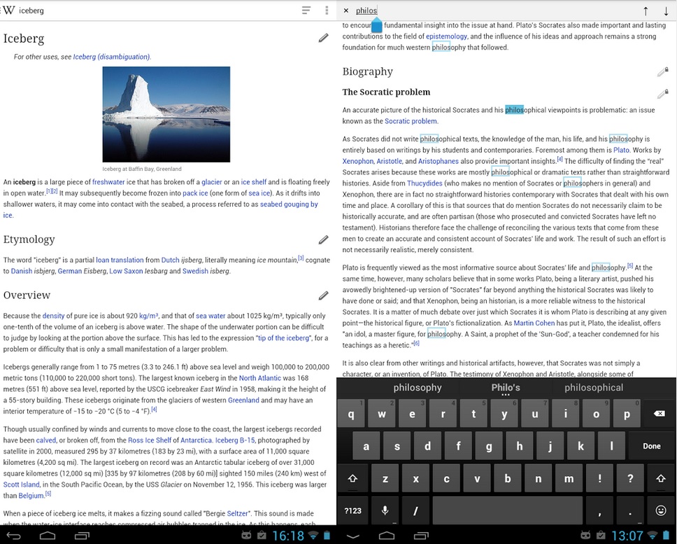 Além de uma consulta mais rápida, o app traz a possibilidade de editar a Wikipedia a partir de qualquer dispositivo móvel | Divulgação.