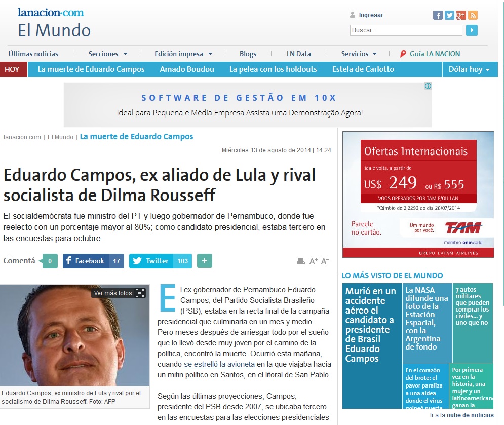 O argentino La Nacion | Reprodução/Facebook