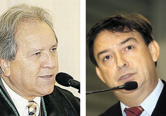 O conselheiro Nestor Baptista (esq.) abriu investigação no TC contra Luiz Sorvos (dir.) após a Associação de Municípios começar a campanha para reduzir os poderes do tribunal |