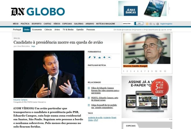 O jornal português Diário de Notícias | 