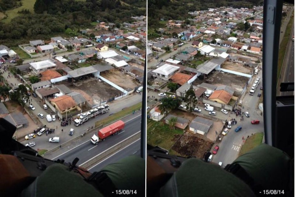 Imagens do local feitas pelo helicóptero da PM | Divulgação/Twitter/PM-PR