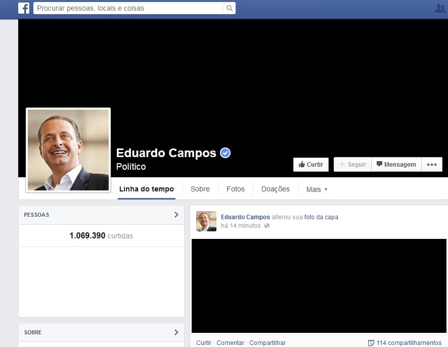 A página de Eduardo Campos no Facebook | Reprodução/Facebook