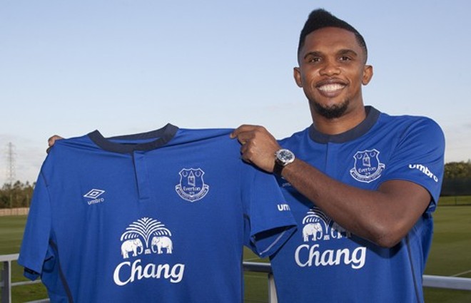 Atacante Eto´o foi apresentado no Everton nesta terça-feira | Divulgação / FC Everton