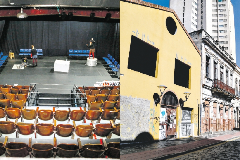 Cine Glóriah (à esq.), será inaugurado nesta noite. Casarão (ao lado) também será adaptado | Fotos: Henry Milléo/ Gazeta do Povo