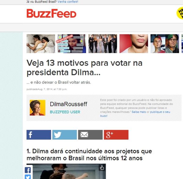 As razões enumeradas citam a criação do programa Mais Médicos e a promessa de ampliação do programa habitacional Minha Casa, Minha Vida | Reprodução