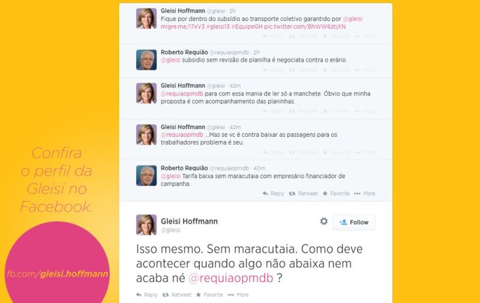 Gleisi e Requião discutiram no Twitter | Reprodução