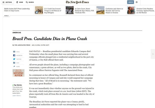 Site do jornal New York Times | 