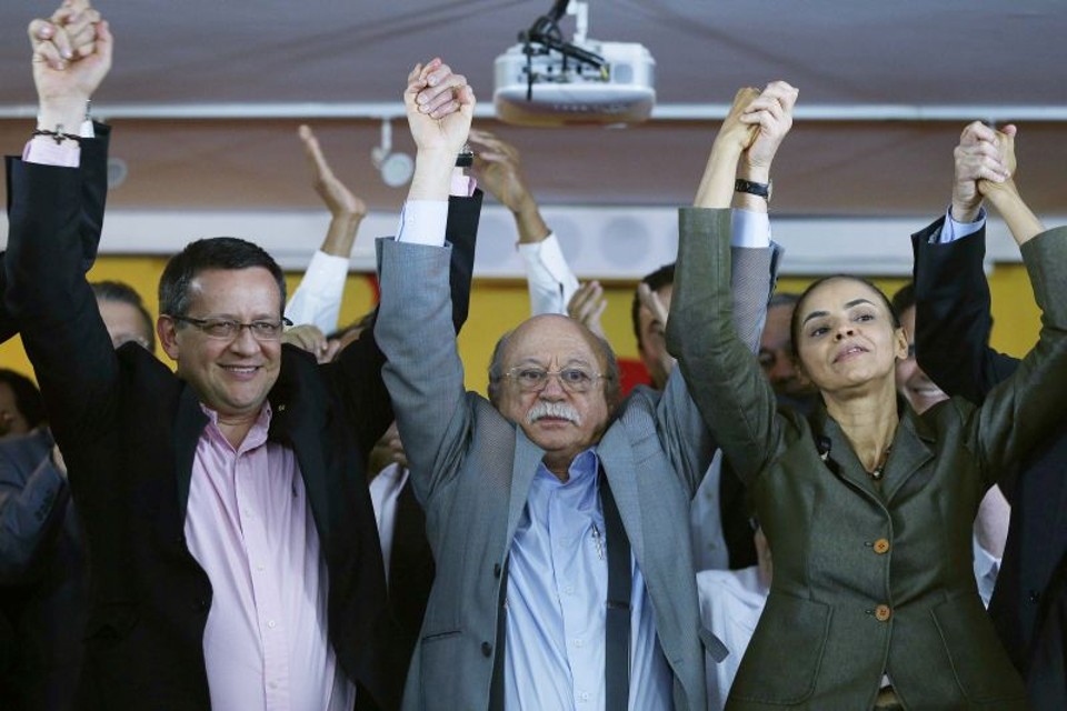 Beto Albuquerque, Roberto Amaral, presidente do PSB, e Marina Silva | Ueslei Marcelino/Reuters